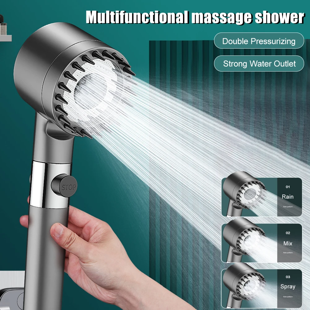 3 Modes Shower Head High Pressure Showerhead With Filter One-Key Stop Water Massage Shower Head Home Bathroom Accessories
3 Modes Shower Head High Pressure Showerhead With Filter One-Key Stop Water Massage Shower Head Home Bathroom Accessories