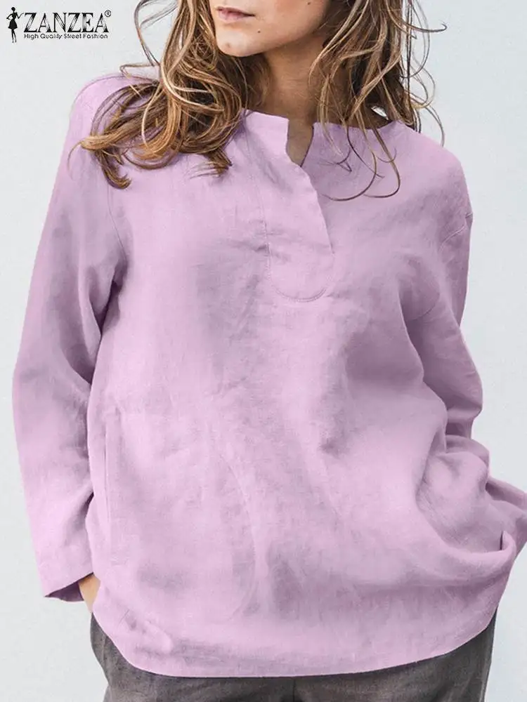 ZANZEA New Autumn Women Solid Color Blouse Full Sleeve V-Neck Pure Cotton Shirts Femme Fashion Casual Oversized Work Tops 2022
ZANZEA New Autumn Women Solid Color Blouse Full Sleeve V-Neck Pure Cotton Shirts Femme Fashion Casual Oversized Work Tops 2022