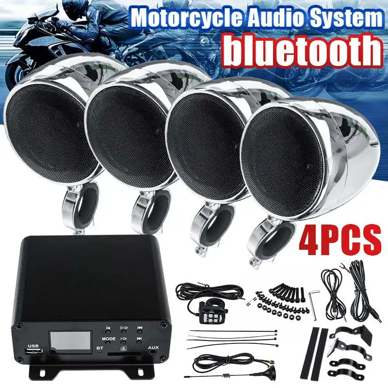 4PCS/Set Waterproof Motorcycle ATV Stereo Bluetooth Speakers with 1000W Built-in Amplifier USB AUX MP3 FM Radio SD Card
4PCS/Set Waterproof Motorcycle ATV Stereo Bluetooth Speakers with 1000W Built-in Amplifier USB AUX MP3 FM Radio SD Card