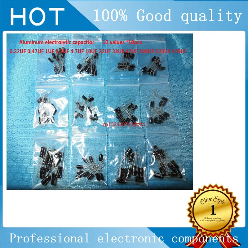 0.22UF~470UF 12 values *10pcs =120pcs Aluminum electrolytic capacitor 0.47 1 2.2 4.7 10 22 33 47 100 220 assortment kit set pack
0.22UF~470UF 12 values *10pcs =120pcs Aluminum electrolytic capacitor 0.47 1 2.2 4.7 10 22 33 47 100 220 assortment kit set pack