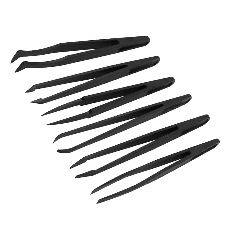 1/8Pcs Multifunction Thicken Anti-static Carbon Fiber Electronic Tweezers Kit ESD Plastic Forceps PCB Repair Hand Tools Set
1/8Pcs Multifunction Thicken Anti-static Carbon Fiber Electronic Tweezers Kit ESD Plastic Forceps PCB Repair Hand Tools Set