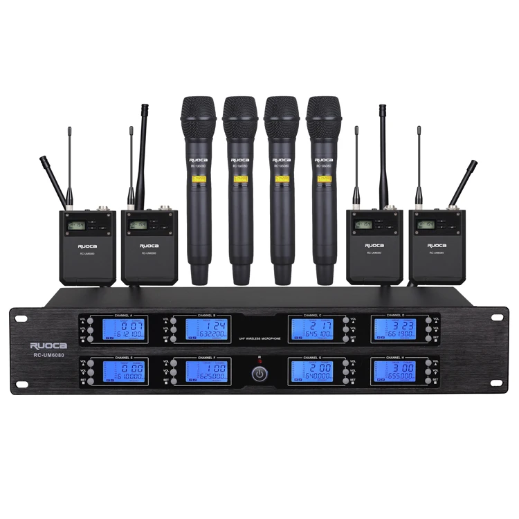 Factory supply handheld 8 channel wireless professional uhf microphone 
Factory supply handheld 8 channel wireless professional uhf microphone