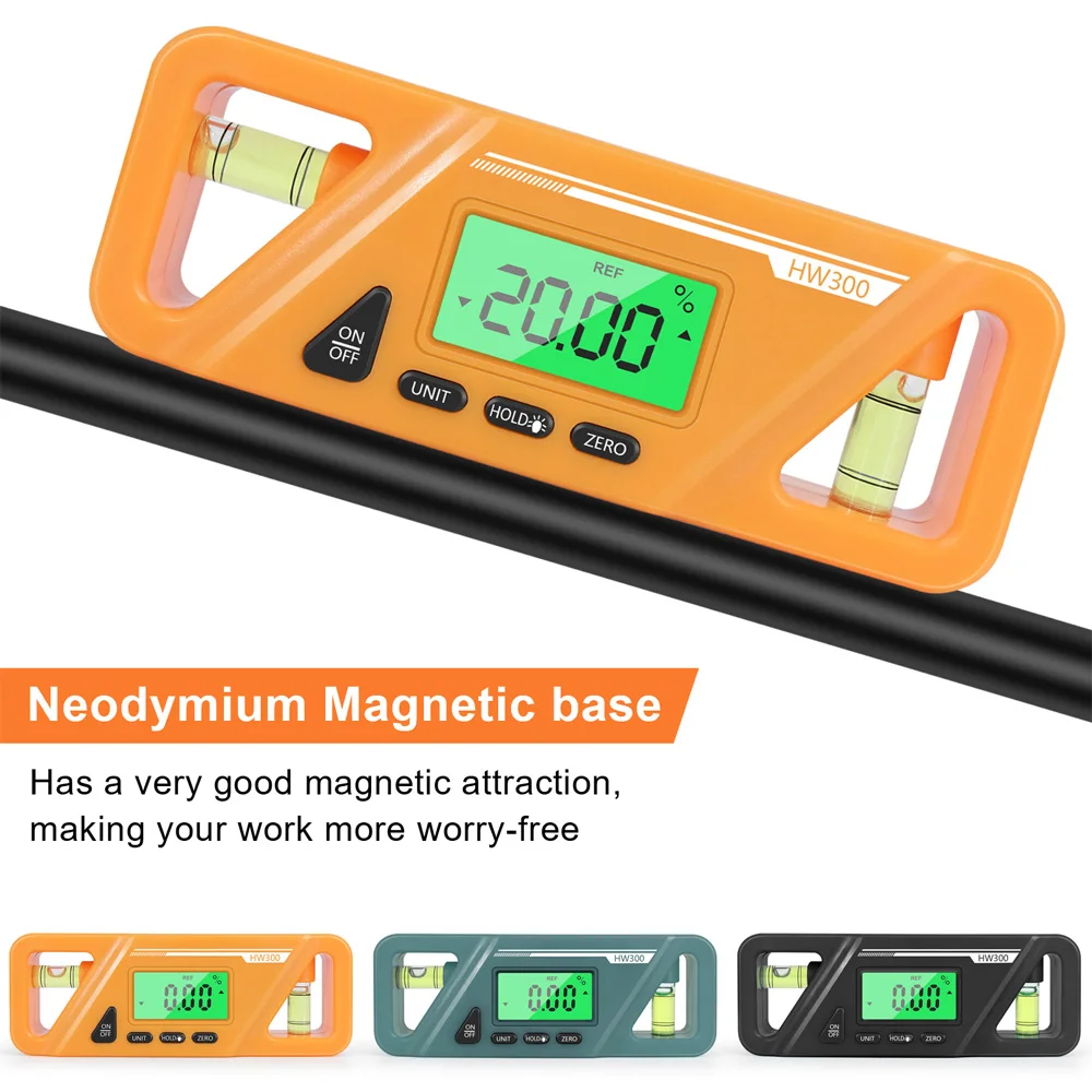 

​Compact Digital Inclinometer Angle Finder Gauge Spirit Level Bottom Magnet Data Hold Bright LCD Display Digital Spirit Level