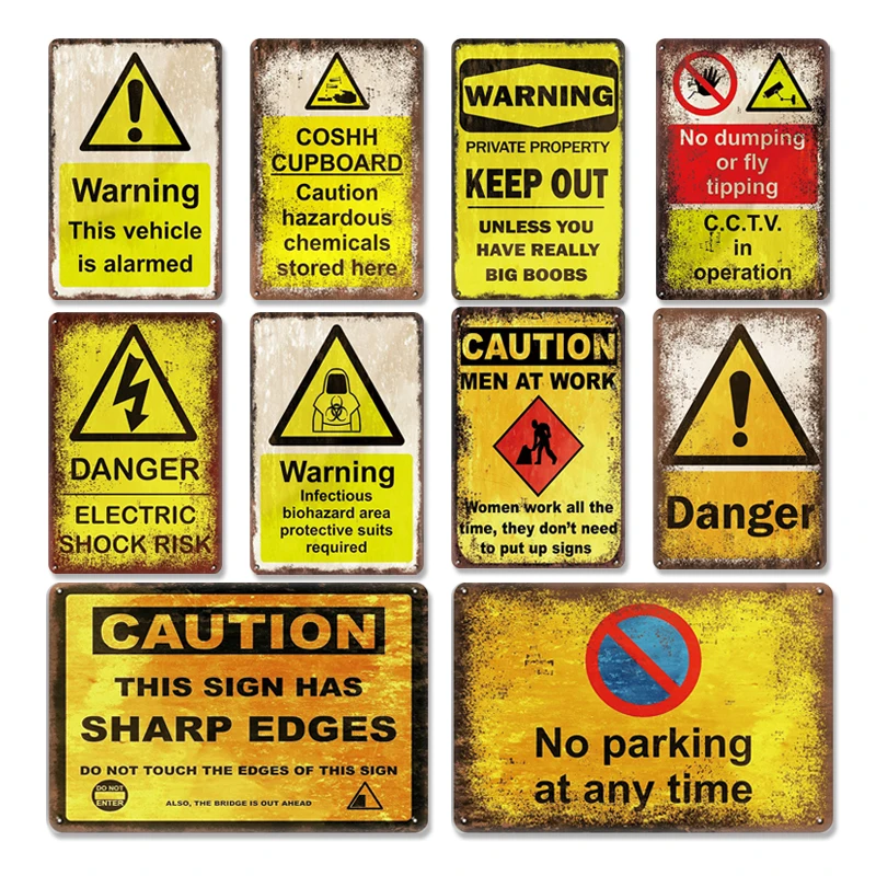 Shabby Chic Warning Poster Metal Plate Tin Sign Vintage Farm Decoration Accessories Retro Danger Decor Board Tool Room Decor
Shabby Chic Warning Poster Metal Plate Tin Sign Vintage Farm Decoration Accessories Retro Danger Decor Board Tool Room Decor