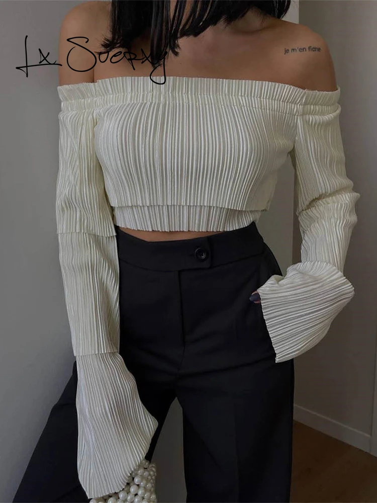 Lx Suerxy Sexy Slash Neck Y2k Flare Sleeve Women Cropped Corset Tops Summer Elegant Casual Basic Streetwear Woman T-shirts
Lx Suerxy Sexy Slash Neck Y2k Flare Sleeve Women Cropped Corset Tops Summer Elegant Casual Basic Streetwear Woman T-shirts