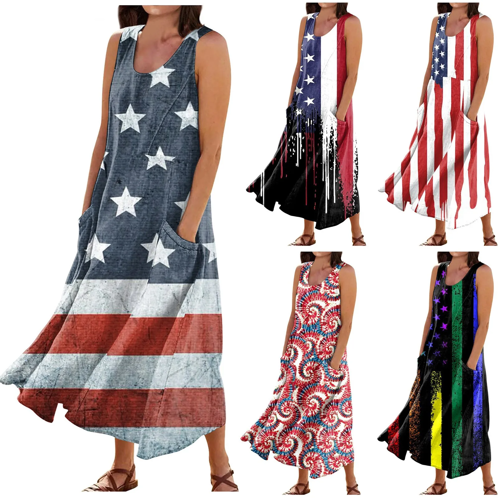 Clothes For Women Summer Casual Fashion Round Neck Printed Pattern Sleeveless Dress With Pockets Summer Dress Woman Vestidos
Clothes For Women Summer Casual Fashion Round Neck Printed Pattern Sleeveless Dress With Pockets Summer Dress Woman Vestidos