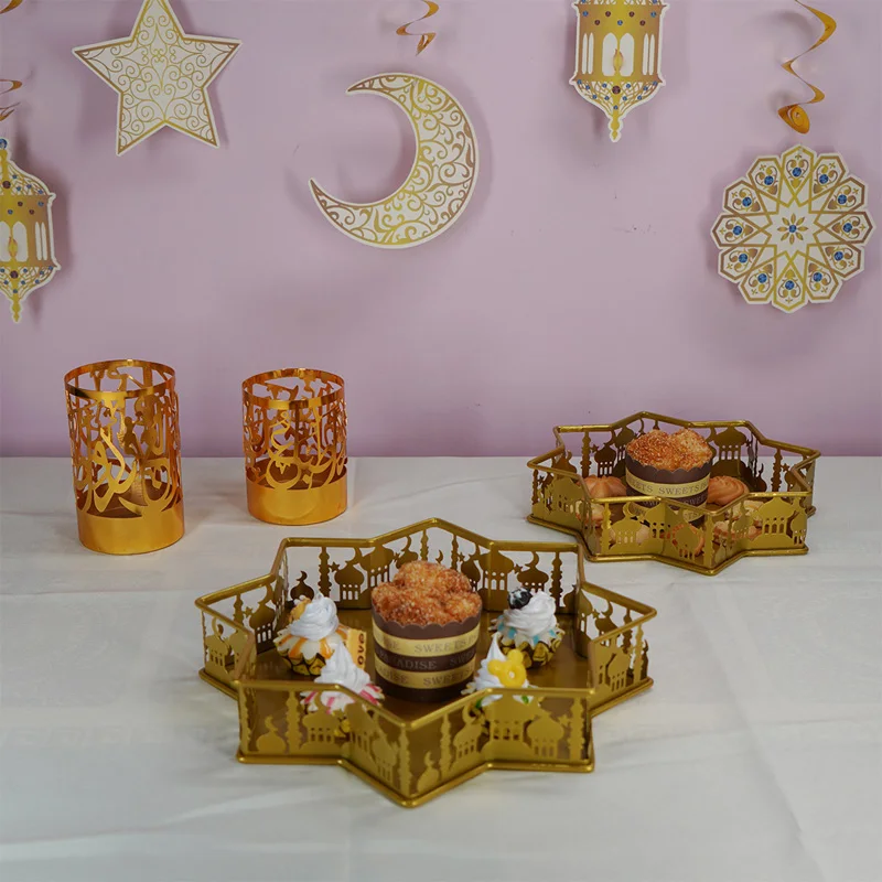 

Лоток для сладостей Рамадан, декор ИД Мубарак, десерт, кекс, обеденная тарелка, лотки для мусульманской Ид аль-Фир, товары для вечерние