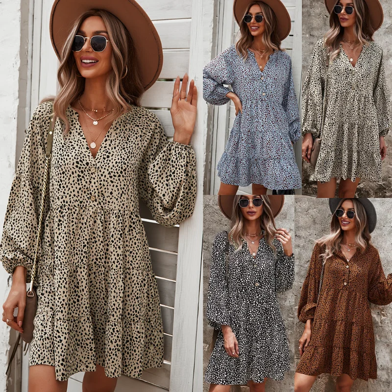 Khaki Long Sleeve Leopard Print Dress Women 2023 Spring Casual V Neck Ruffle A-line Dress Female Short Mini Dress Party Vestido
Khaki Long Sleeve Leopard Print Dress Women 2023 Spring Casual V Neck Ruffle A-line Dress Female Short Mini Dress Party Vestido