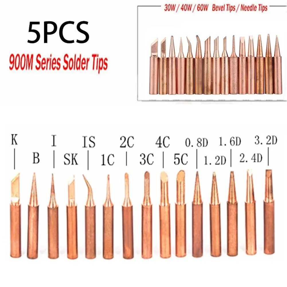 5x 900M-T Pure Copper Copper Soldering Iron Tips Lead-Free Welding Solder Tip 933.907.951 900M-T-IS 900M-T-1.6D 900M-T-4C
5x 900M-T Pure Copper Copper Soldering Iron Tips Lead-Free Welding Solder Tip 933.907.951 900M-T-IS 900M-T-1.6D 900M-T-4C