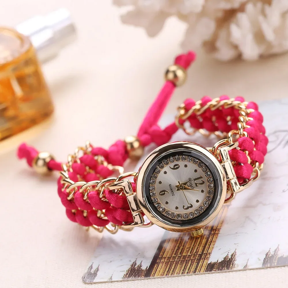

Women Watch Fashion Knitting Rope Chain Winding Wrist Watch Analog Quartz Watches Simple Dress Clock Relogio Feminino