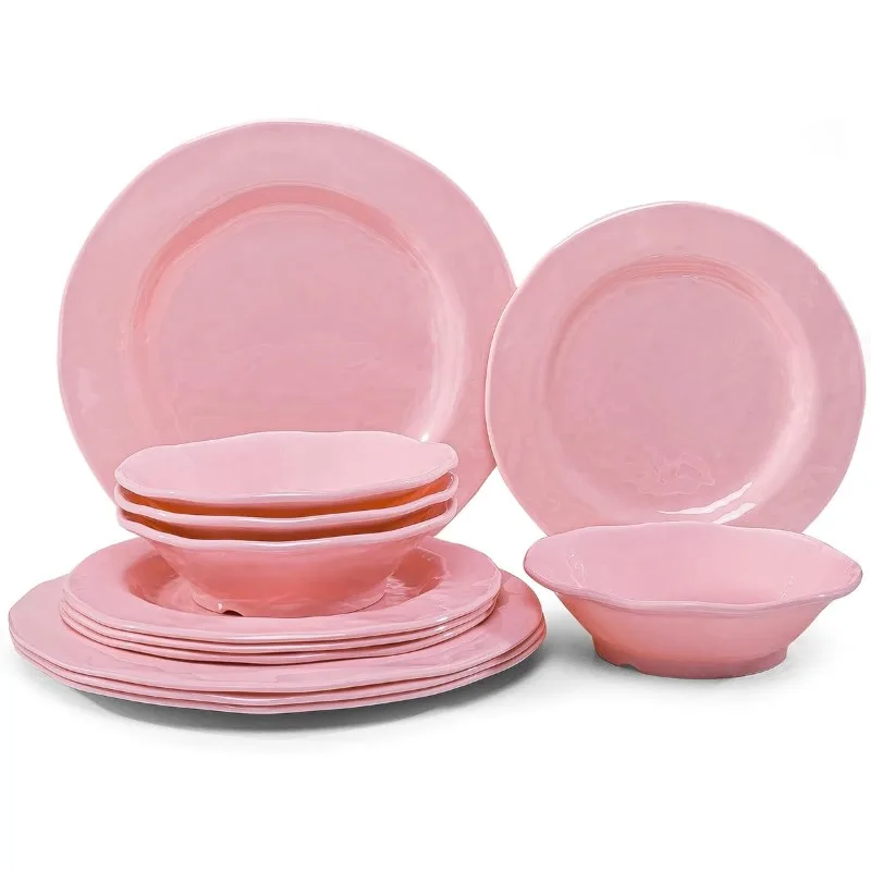 

LEHAHA розовые блюда, меламиновые столовые сервизы, 12 шт., кухонные тарелки и миски, Столовые сервизы, легкие