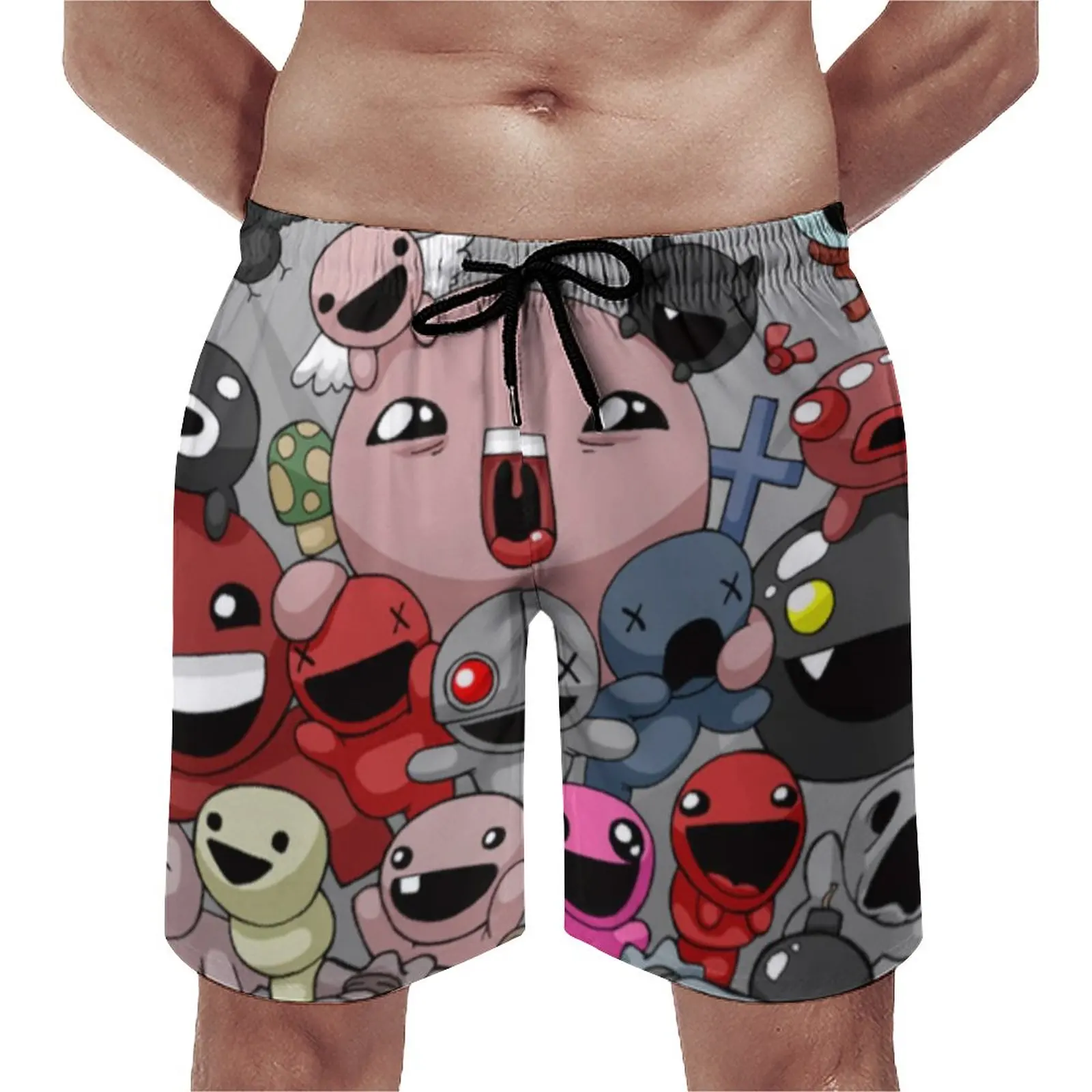 

Binding Of Isaac Gym Shorts Video Game Afterbirth Wolf Comic Death Casual Beach Short Pants Sports Surf Quick Dry Beach Trunks