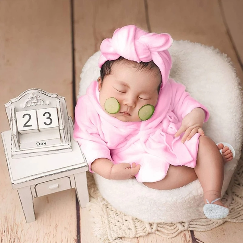 

Newborn Costume for Photography Baby Breathable Bathrobe Curly Hair Cap Headwear Photo Clothing Photo Shooting Outfits A2UB