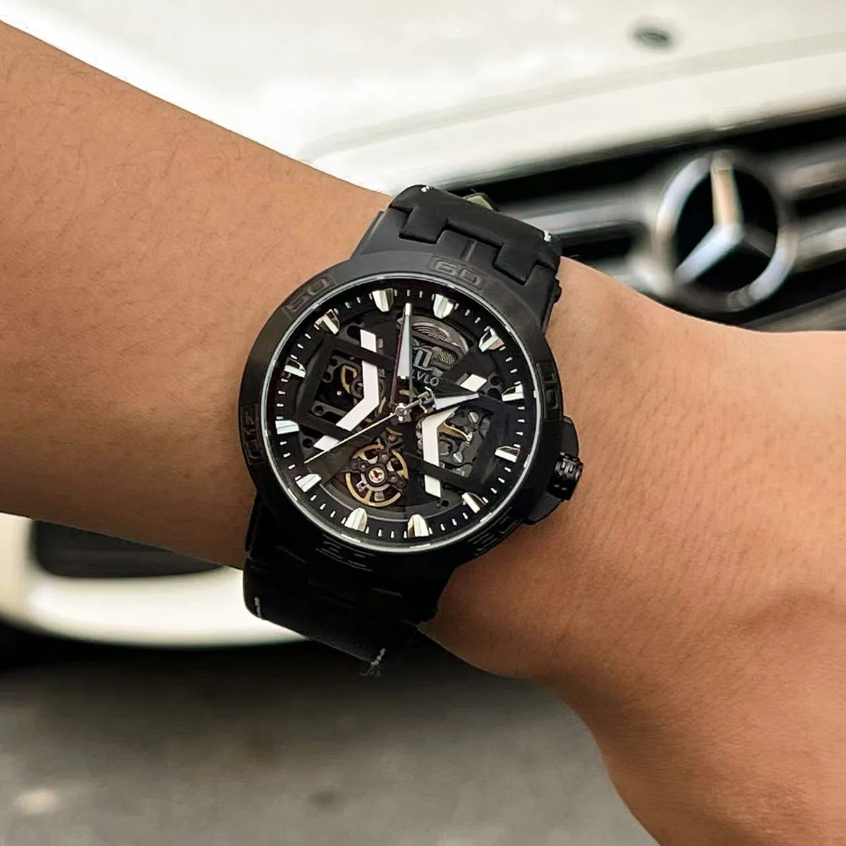 OBLVLO New Design Black Skeleton Automatic Watches For Men Leather Strap Waterproof Military Watch Crazy Horse Leather Strap UM
OBLVLO New Design Black Skeleton Automatic Watches For Men Leather Strap Waterproof Military Watch Crazy Horse Leather Strap UM