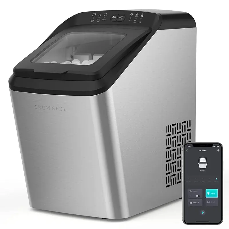 Smart Ice Maker Countertop, with App Remote Control Ice Machine, 33 lbs/24H, 2 Size (S/L) Ice, Self-Cleaning
Smart Ice Maker Countertop, with App Remote Control Ice Machine, 33 lbs/24H, 2 Size (S/L) Ice, Self-Cleaning