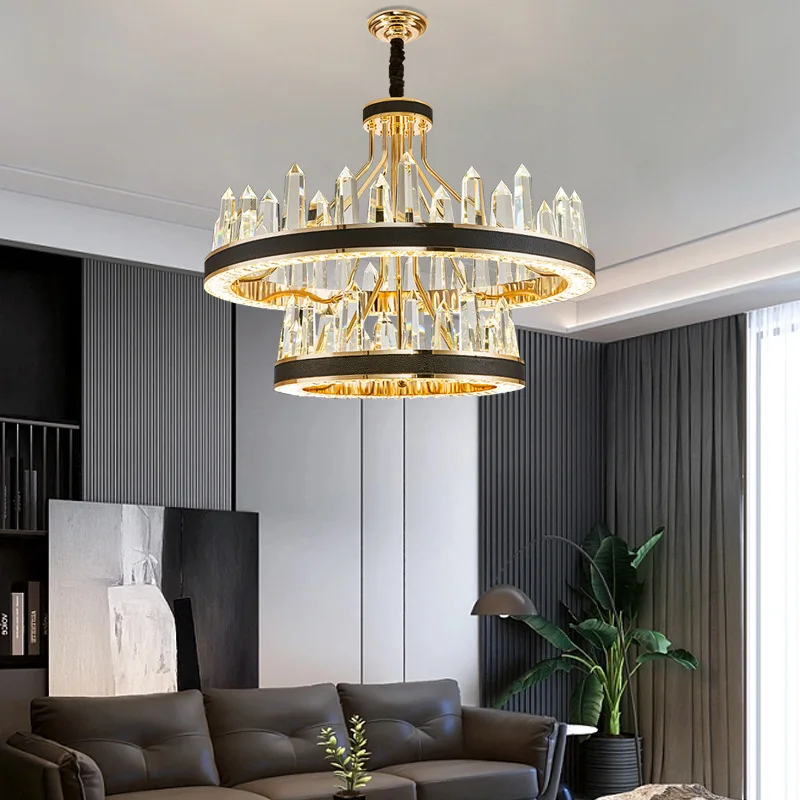 Modern Light Luxury Simple New Design Iron Crystal Leather Suitable for Living Room Lobby Hotel Round Iceberg LED Chandelier
Modern Light Luxury Simple New Design Iron Crystal Leather Suitable for Living Room Lobby Hotel Round Iceberg LED Chandelier