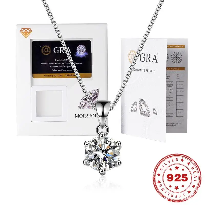 HOYON S925 Sterling Silver D Color VVS Moissanite Necklace For Women Jewelry with Box Chain Six Claws 1Ct Real Diamond Pendant
HOYON S925 Sterling Silver D Color VVS Moissanite Necklace For Women Jewelry with Box Chain Six Claws 1Ct Real Diamond Pendant
