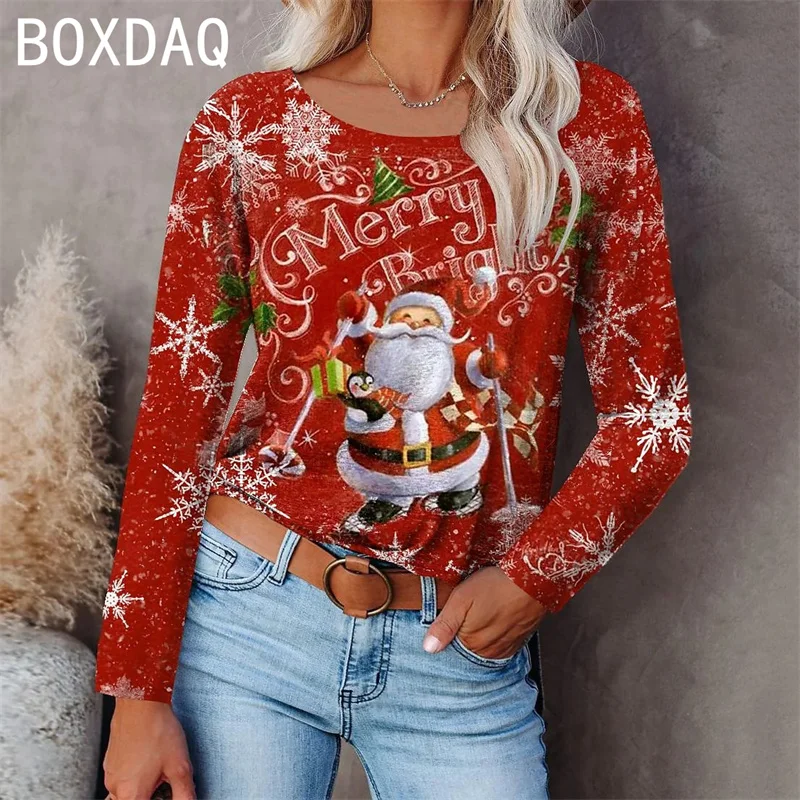 Cartoon Santa Claus Christmas Deer Print T-Shirt Oversized 6XL Women New Year Party Tops Autumn Long Sleeve O-Neck Casual Tshirt
Cartoon Santa Claus Christmas Deer Print T-Shirt Oversized 6XL Women New Year Party Tops Autumn Long Sleeve O-Neck Casual Tshirt