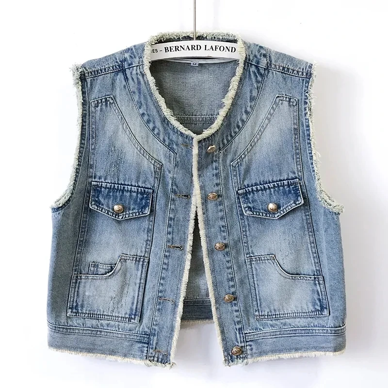 Vintage Raw Edge Denim Vest Women 2023 Spring Autumn Sleeveless Jacket Casual Fashion Round Neck Cowboy Waistcoat Female
Vintage Raw Edge Denim Vest Women 2023 Spring Autumn Sleeveless Jacket Casual Fashion Round Neck Cowboy Waistcoat Female