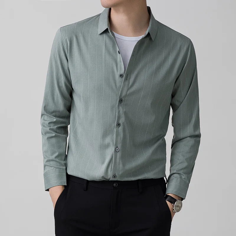 New Spring Long Sleeve Mens Shirts Business and Leisure Fashion Striped Slim Fit High Quality Bamboo Fiber Shirt Male Clothing
New Spring Long Sleeve Mens Shirts Business and Leisure Fashion Striped Slim Fit High Quality Bamboo Fiber Shirt Male Clothing