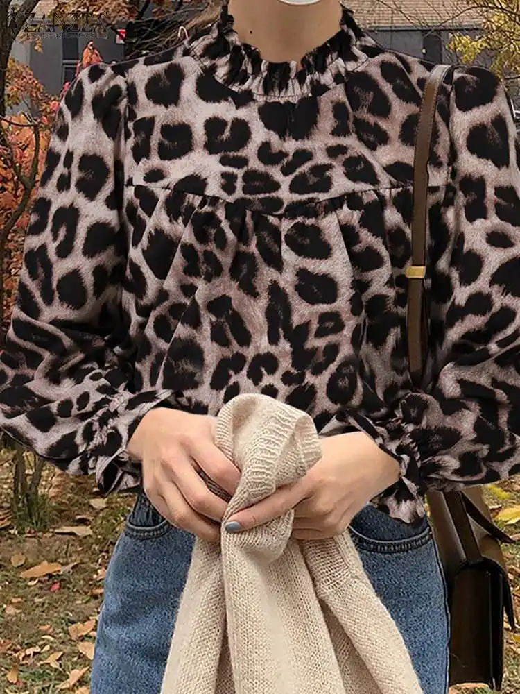 2022 Spring Leopard Printed Shirt Casual Stand Collar Ruffle Camisas Women Chic Oversized Tops ZANZEA Elegant Puff Sleeve Blouse
2022 Spring Leopard Printed Shirt Casual Stand Collar Ruffle Camisas Women Chic Oversized Tops ZANZEA Elegant Puff Sleeve Blouse