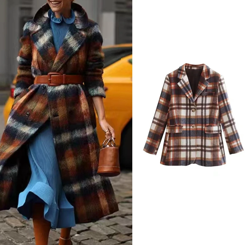 2022 New Women Fashion Casual Woolen Plaid Long-Sleeved Suit Spring/Autumn High Street All-Match Retro Slim Coat
2022 New Women Fashion Casual Woolen Plaid Long-Sleeved Suit Spring/Autumn High Street All-Match Retro Slim Coat