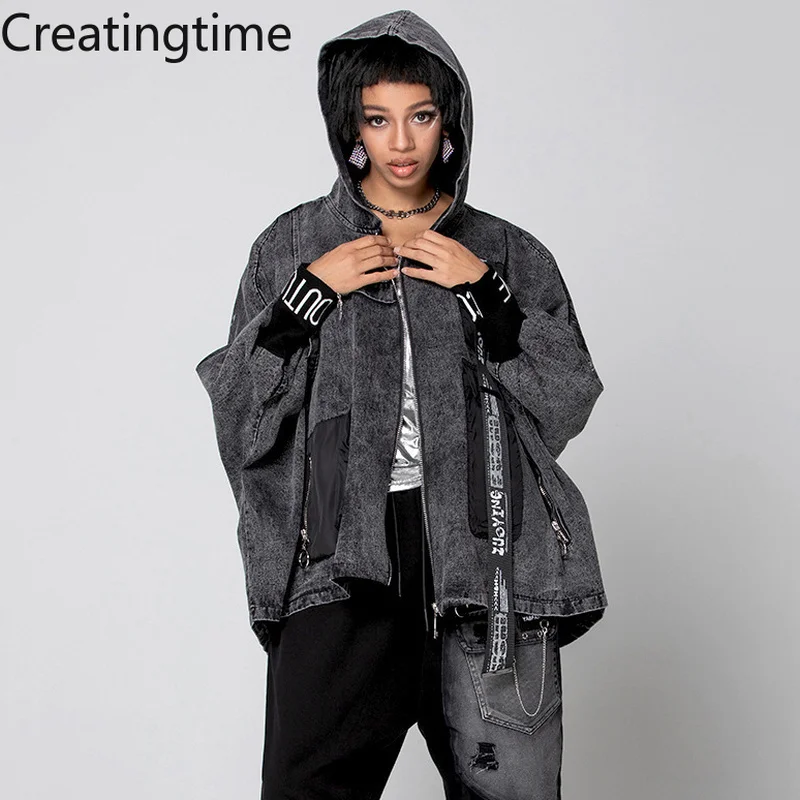 Creatingtime 2022 Spring New Fashion Trend Women Hooded Collar Zipper Letter Print Pocket Patchwork Loose Fit Denim Jacket GA507
Creatingtime 2022 Spring New Fashion Trend Women Hooded Collar Zipper Letter Print Pocket Patchwork Loose Fit Denim Jacket GA507