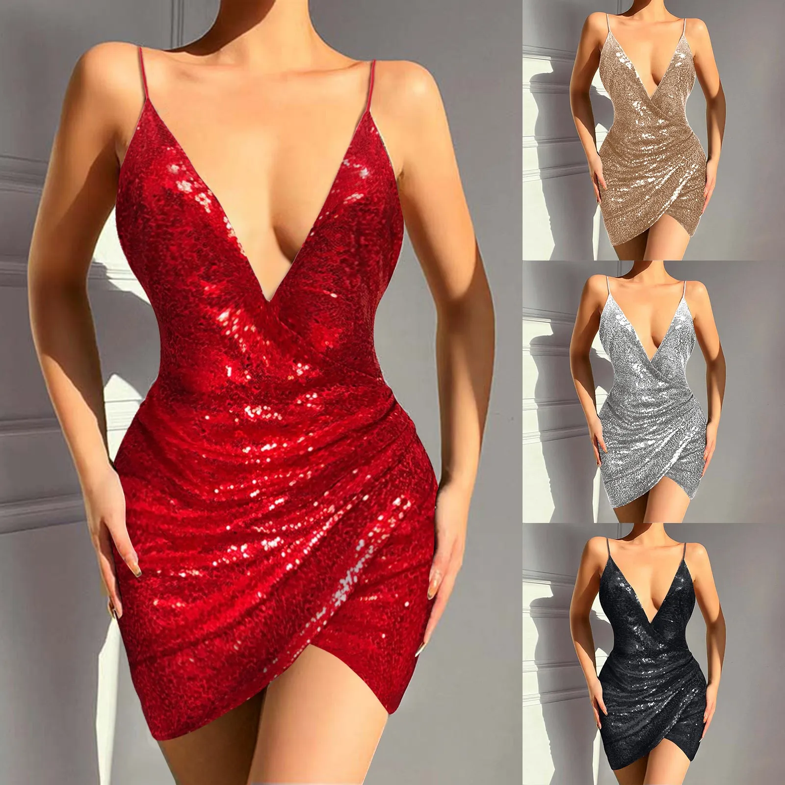 Tulle Gown with Long Sleeves Women Fashion Solid Sequin V Neck Strap Mini Dress Hem New Years Eve Outfits Women
Tulle Gown with Long Sleeves Women Fashion Solid Sequin V Neck Strap Mini Dress Hem New Years Eve Outfits Women