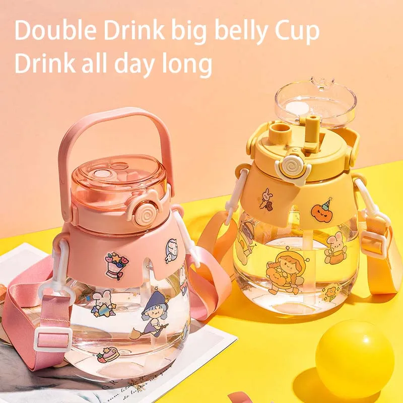 1300ml Water Bottle with Straw for Girls Cute Plastic Leak-proof Portable Water Bottles with stickers Outdoor Sport Water Cup 
1300ml Water Bottle with Straw for Girls Cute Plastic Leak-proof Portable Water Bottles with stickers Outdoor Sport Water Cup