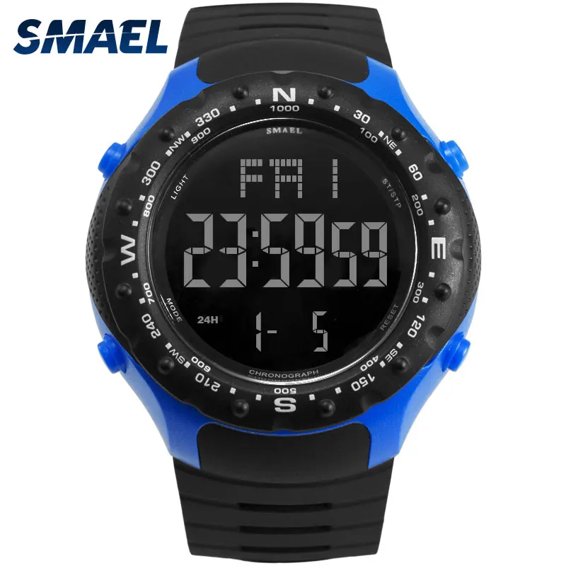 

Sport Watch for Men 5Bar Waterproof SMAEL Watch Shock Resist Cool Big Men Watches Sport Military 1342 LED Digital Wrsitwatches