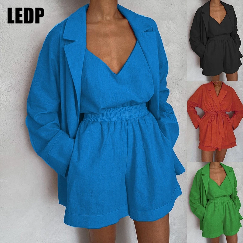 Three pieces Outfits Sexy Sets Women Coat Crop Tops Shorts Loose Streetwear Office Lady Clothes Set V Neck Suits With Belt Solid
Three pieces Outfits Sexy Sets Women Coat Crop Tops Shorts Loose Streetwear Office Lady Clothes Set V Neck Suits With Belt Solid