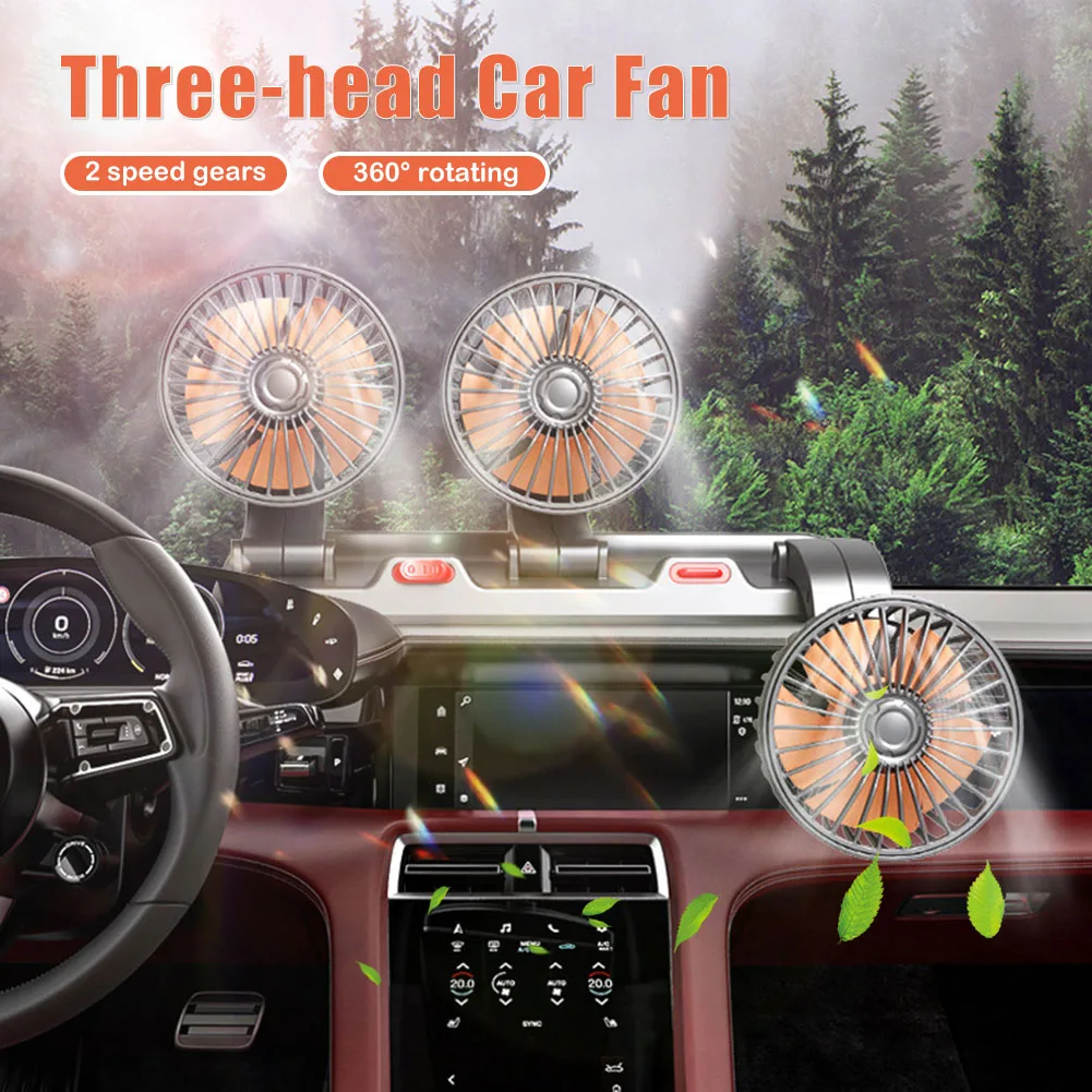 Universal Car Fan Triple-Head Cooling Fan 360-Degree Adjustable 2 Gear With Aroma Diffuser For BMW Tesla VW Benz Accessories
Universal Car Fan Triple-Head Cooling Fan 360-Degree Adjustable 2 Gear With Aroma Diffuser For BMW Tesla VW Benz Accessories