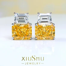 Fashion light luxury color diamond perfume bottle 925 silver broken ice cut earrings High carbon diamond versatile simple women