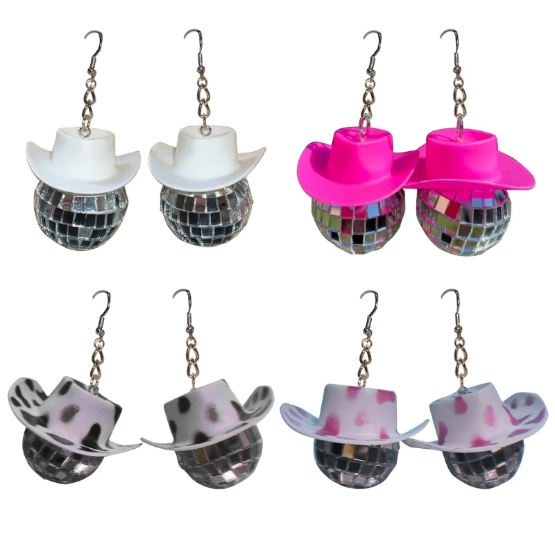 Disco Lantern Ball Earrings 70's Cowboy Hat Disco Earrings Cool Silver Pendant for Women Girls Clothing Accessories
Disco Lantern Ball Earrings 70's Cowboy Hat Disco Earrings Cool Silver Pendant for Women Girls Clothing Accessories