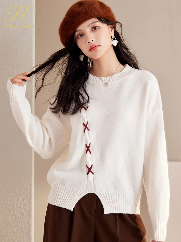 Женский трикотажный топ H Han Queen, повседневный базовый свитер с длинным рукавом и круглым вырезом, Осень-зима
Женский трикотажный топ H Han Queen, повседневный базовый свитер с длинным рукавом и круглым вырезом, Осень-зима