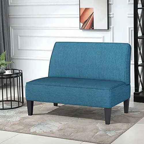 

Furniture Small Loveseat Sofa Couch with Arms Upholstered Natural Rattan Small Love seat Mini Sofa Couch for Bedroom Living Room