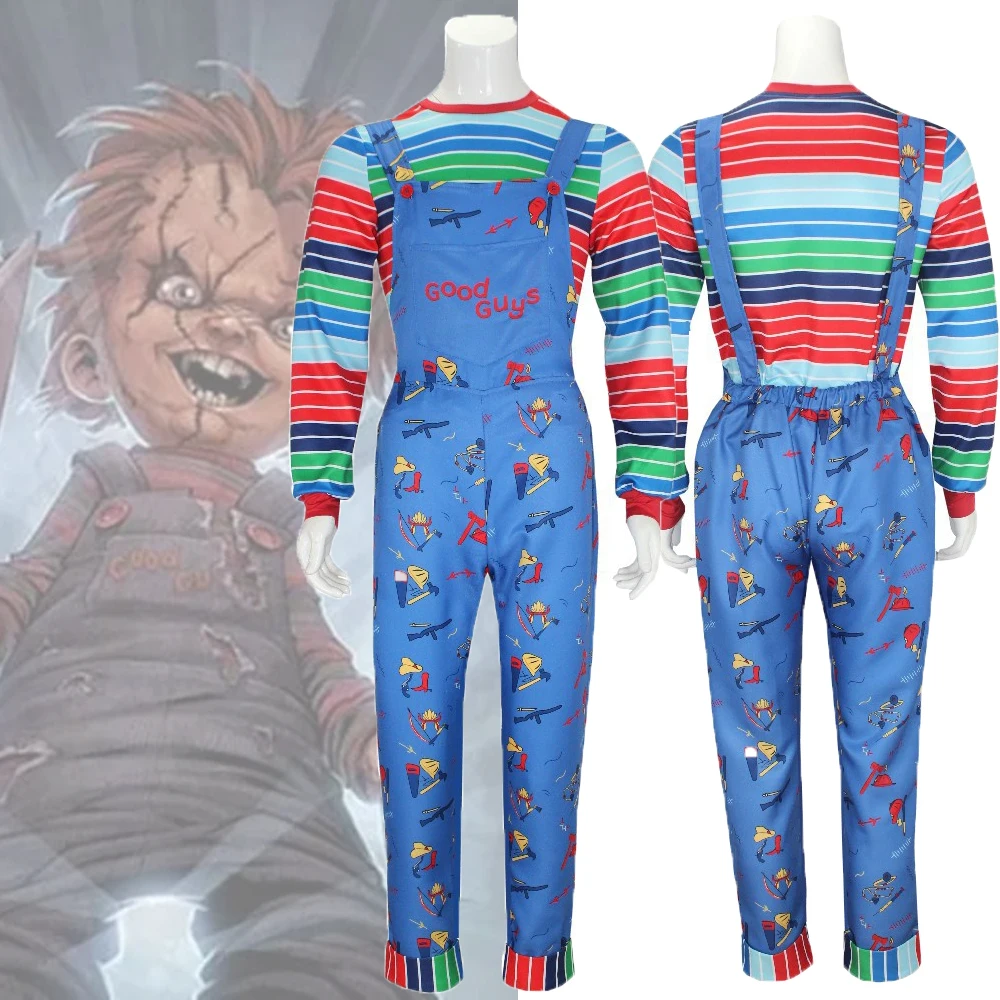 Movie Child's Play Chucky Cospaly Costume Jumpsuit Horror Suit Adult Unisex Doll Killer Overall Halloween Party
Movie Child's Play Chucky Cospaly Costume Jumpsuit Horror Suit Adult Unisex Doll Killer Overall Halloween Party