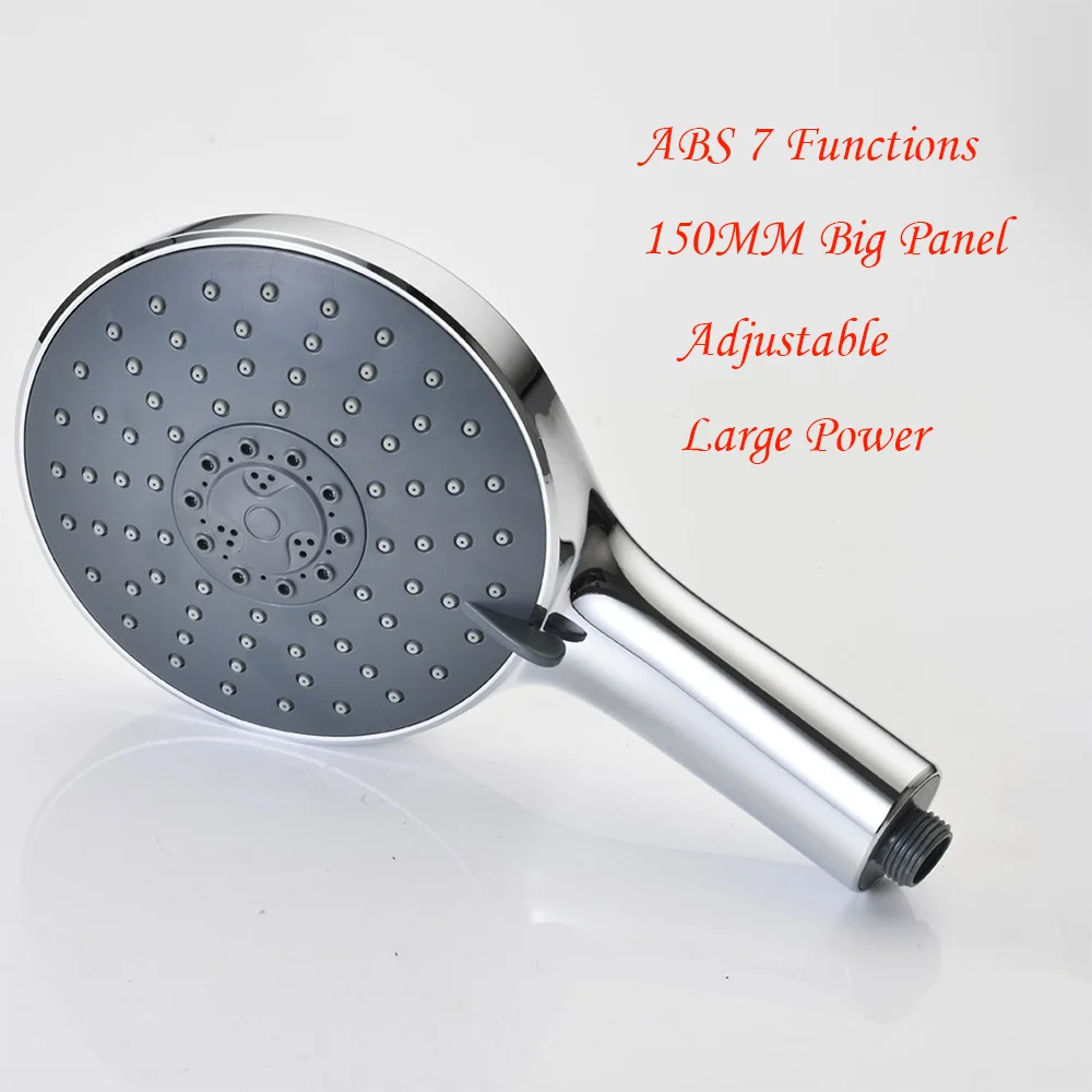 ABS 7 Functions 150MM Big Panel Shower Head Adjustable Chrome Large Power Water Saving Bath Faucet Bathroom Accessories
ABS 7 Functions 150MM Big Panel Shower Head Adjustable Chrome Large Power Water Saving Bath Faucet Bathroom Accessories
