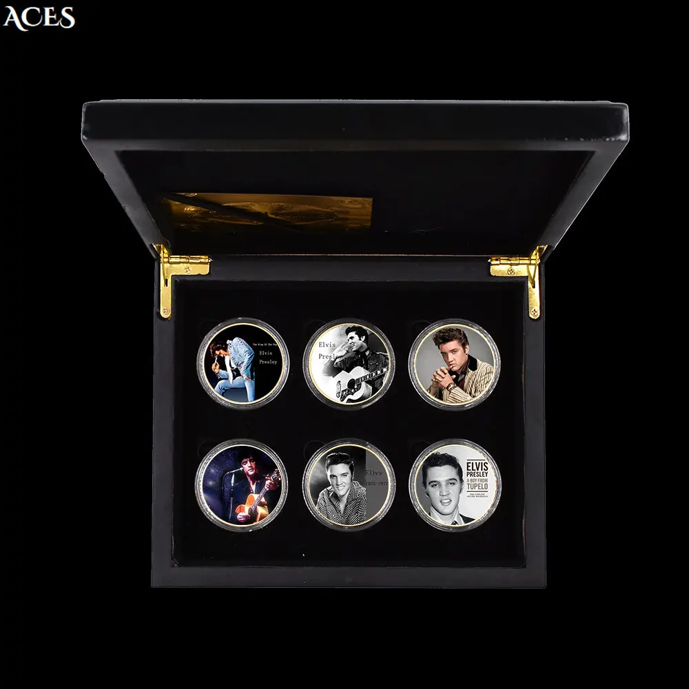 Elvis Presley Coin with Gift Box US Famous Rock Singer Commemorative Coin in Exquisite Wooden Box Festival Gift
Elvis Presley Coin with Gift Box US Famous Rock Singer Commemorative Coin in Exquisite Wooden Box Festival Gift