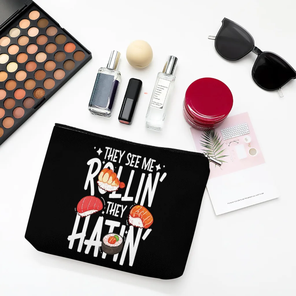 They See Me Rollin Linen Women Cosmetic Bag Sushi Food Makeup Pouch Lady Tote Purse Zipper Clutch Phone Purse
They See Me Rollin Linen Women Cosmetic Bag Sushi Food Makeup Pouch Lady Tote Purse Zipper Clutch Phone Purse