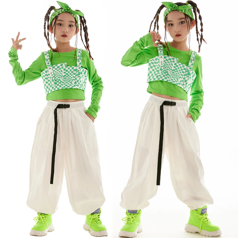 New Girls Streetwear Hip Hop Costume Kids Jazz Dance Crop Tops Green Long Sleeves Loose White Pants Concert Show Clothing BL9577
New Girls Streetwear Hip Hop Costume Kids Jazz Dance Crop Tops Green Long Sleeves Loose White Pants Concert Show Clothing BL9577