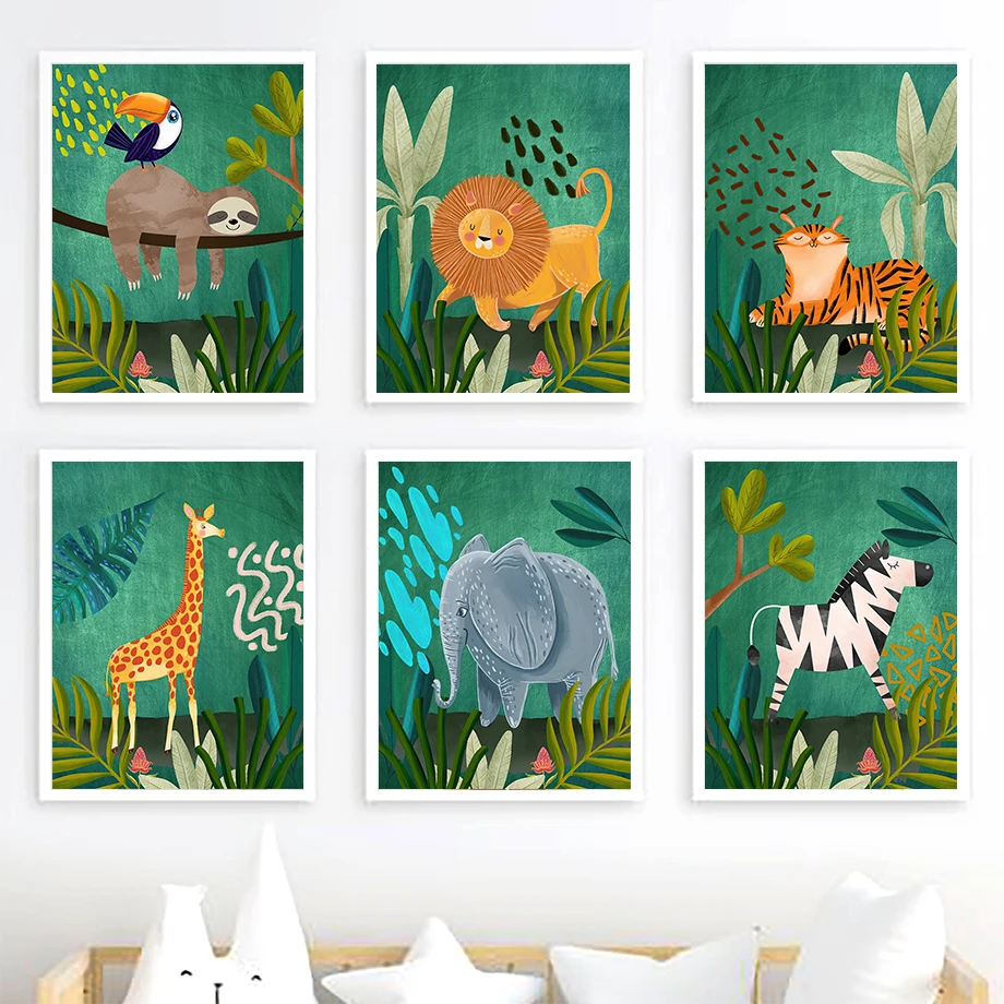 Sloth Lion Tiger Giraffe Elephant Nursery Wall Art Canvas Painting Nordic Posters And Prints Wall Picture Baby Kids Room Decor
Sloth Lion Tiger Giraffe Elephant Nursery Wall Art Canvas Painting Nordic Posters And Prints Wall Picture Baby Kids Room Decor