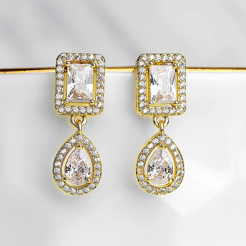 New Classic Luxury Geometric Square Zircon Dangle Earrings for Women Shiny Silver Color Earring Wedding Party Jewelry Gifts
New Classic Luxury Geometric Square Zircon Dangle Earrings for Women Shiny Silver Color Earring Wedding Party Jewelry Gifts