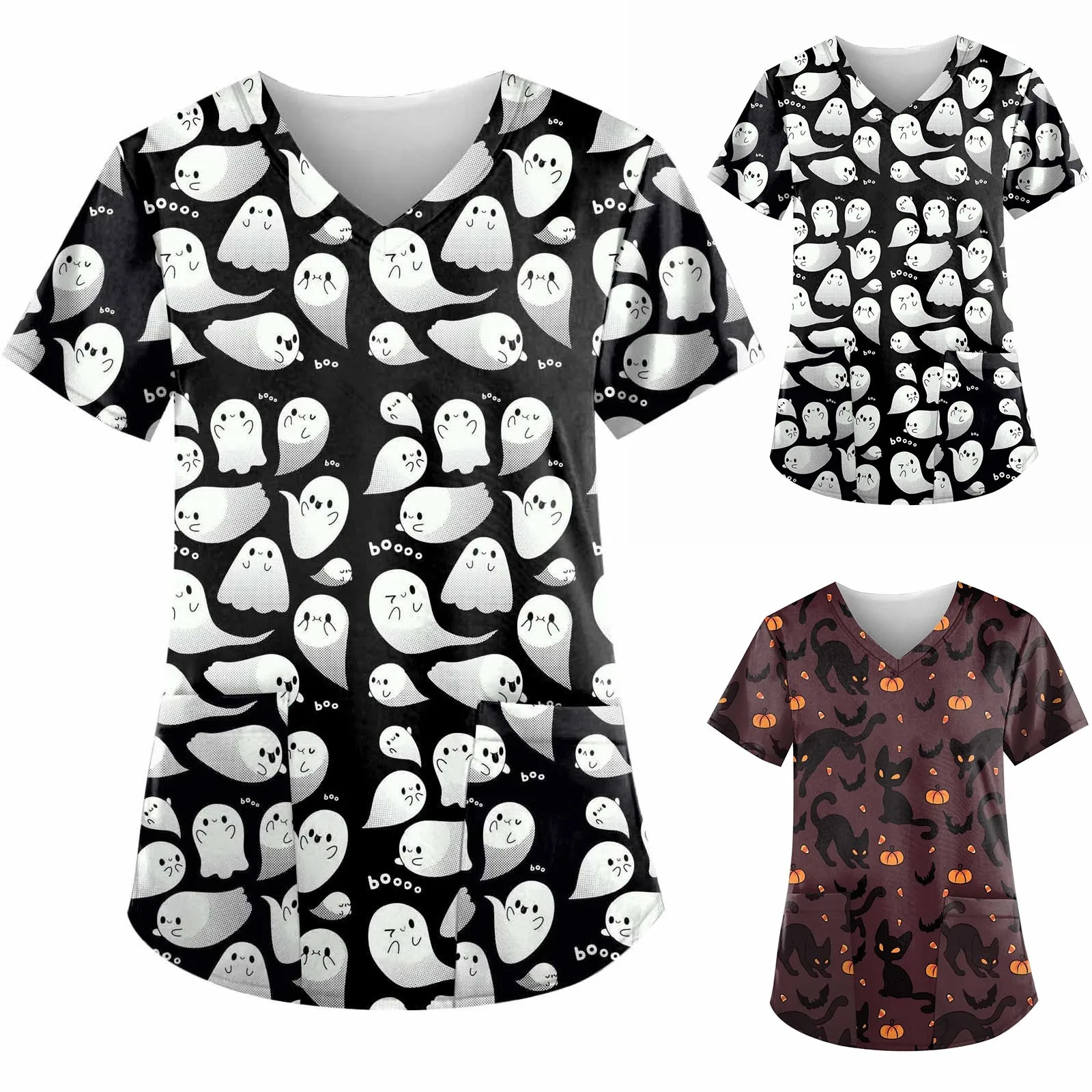 Halloween Print Nurse Uniform Women Scrubs Tops Short Sleeve Clinic Working Uniform Blouse Scrubs Nursing Uniforms Accessories
Halloween Print Nurse Uniform Women Scrubs Tops Short Sleeve Clinic Working Uniform Blouse Scrubs Nursing Uniforms Accessories