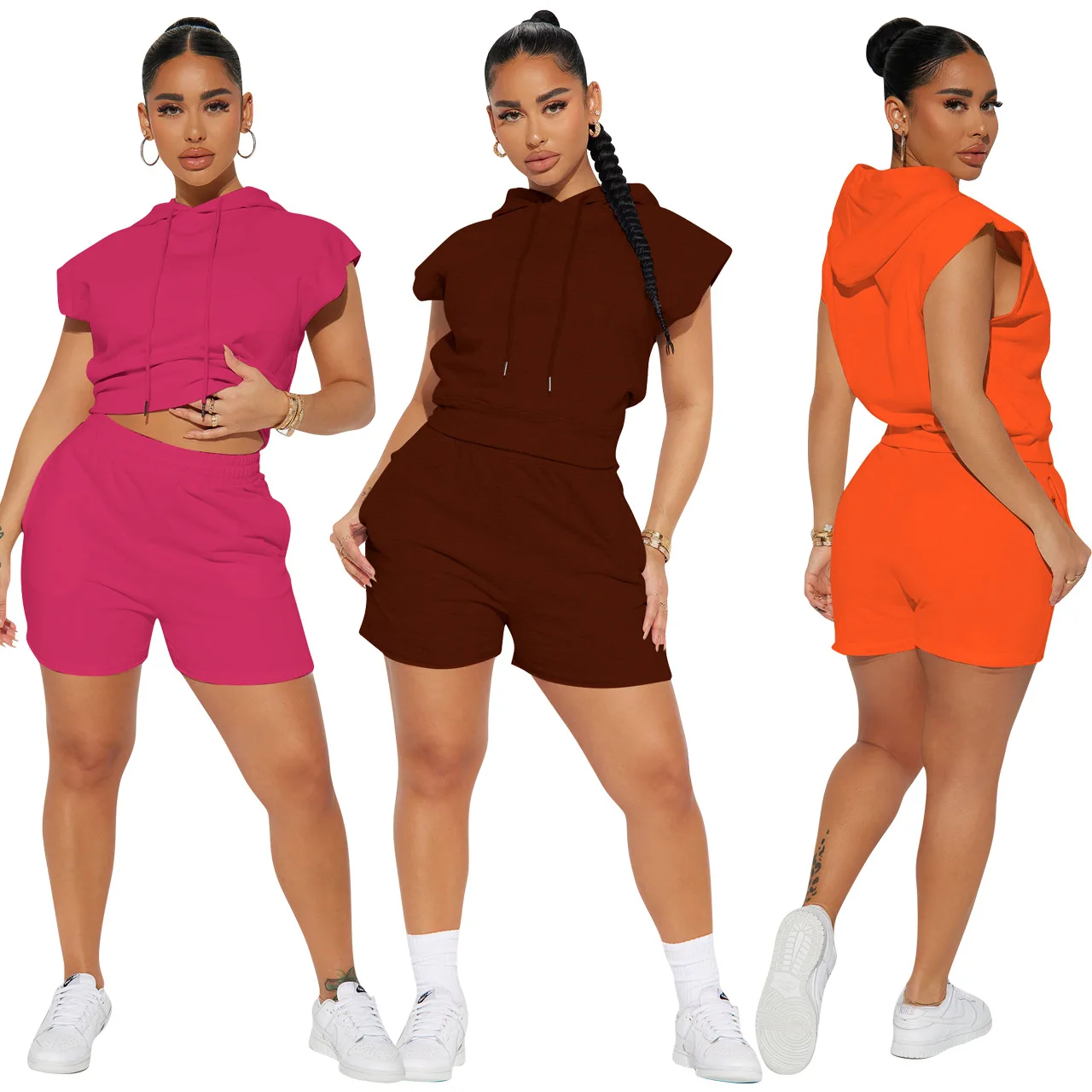 Summer 2023 New Two Piece Sexy Casual Sports Shorts Hooded Sets Solid Color Drawstring Hoodie suits Women's t-shirts
Summer 2023 New Two Piece Sexy Casual Sports Shorts Hooded Sets Solid Color Drawstring Hoodie suits Women's t-shirts