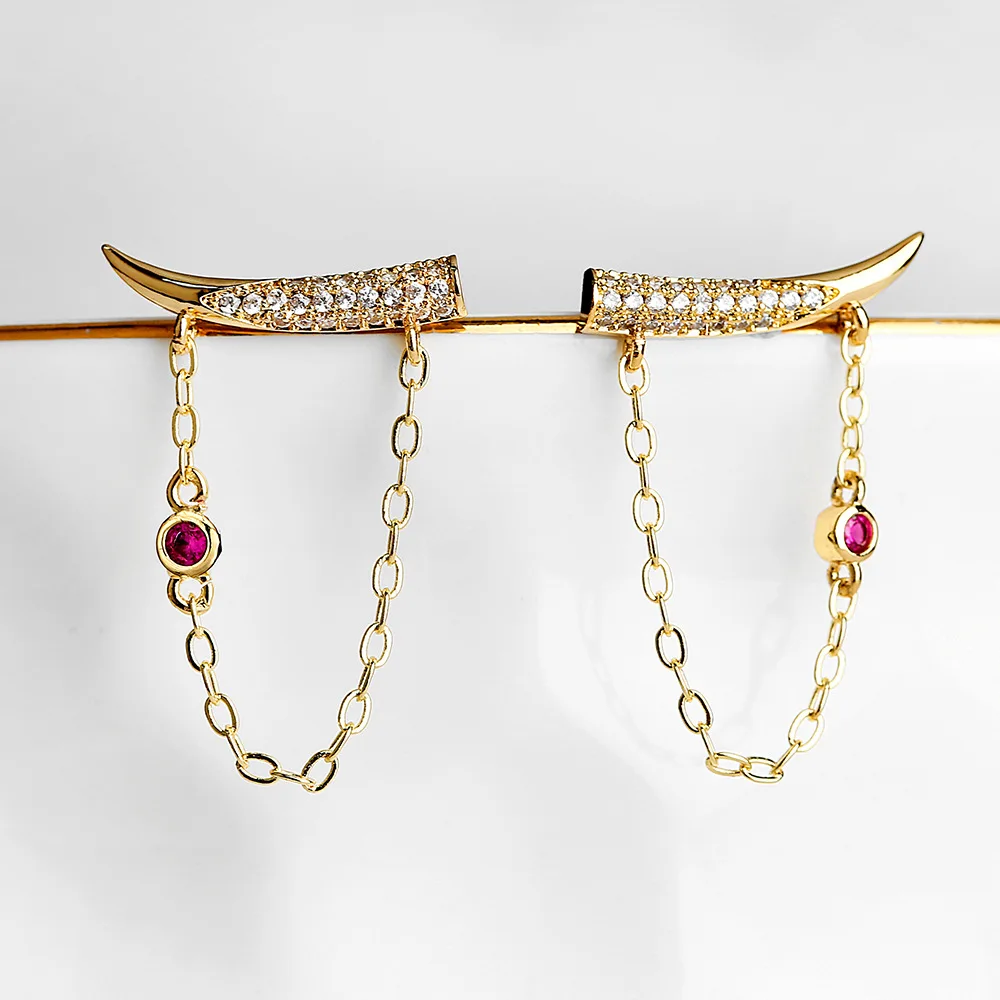 GSOLD Delicate Chains Hang Cubic Zirconia-Studded Horn Earrings Exquisite Spike Talon Tusk Tribal Earrings For Women Gifts
GSOLD Delicate Chains Hang Cubic Zirconia-Studded Horn Earrings Exquisite Spike Talon Tusk Tribal Earrings For Women Gifts