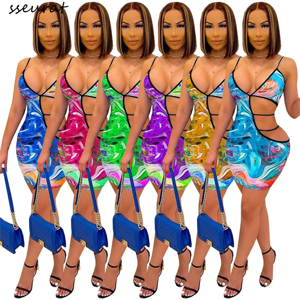 SSEURAT Women Sling Hollow Out Sexy Sheath Mini Dress Summer Club Clothes V Neck Print Bandage Dress
SSEURAT Women Sling Hollow Out Sexy Sheath Mini Dress Summer Club Clothes V Neck Print Bandage Dress