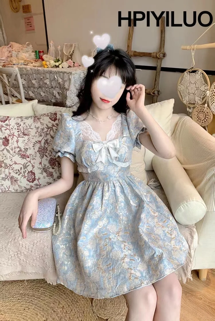 HPIYILUO Puff Sleeve Lolita Mini Dress Women Casual Kawaii Clothing One Piece Dress Korean Summer Elegant Vintage Short Dress
HPIYILUO Puff Sleeve Lolita Mini Dress Women Casual Kawaii Clothing One Piece Dress Korean Summer Elegant Vintage Short Dress