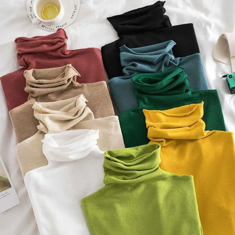Women's pile-collar bottoming shirt turtleneck sweater long-sleeved slim solid color short in the fall and winter
Women's pile-collar bottoming shirt turtleneck sweater long-sleeved slim solid color short in the fall and winter