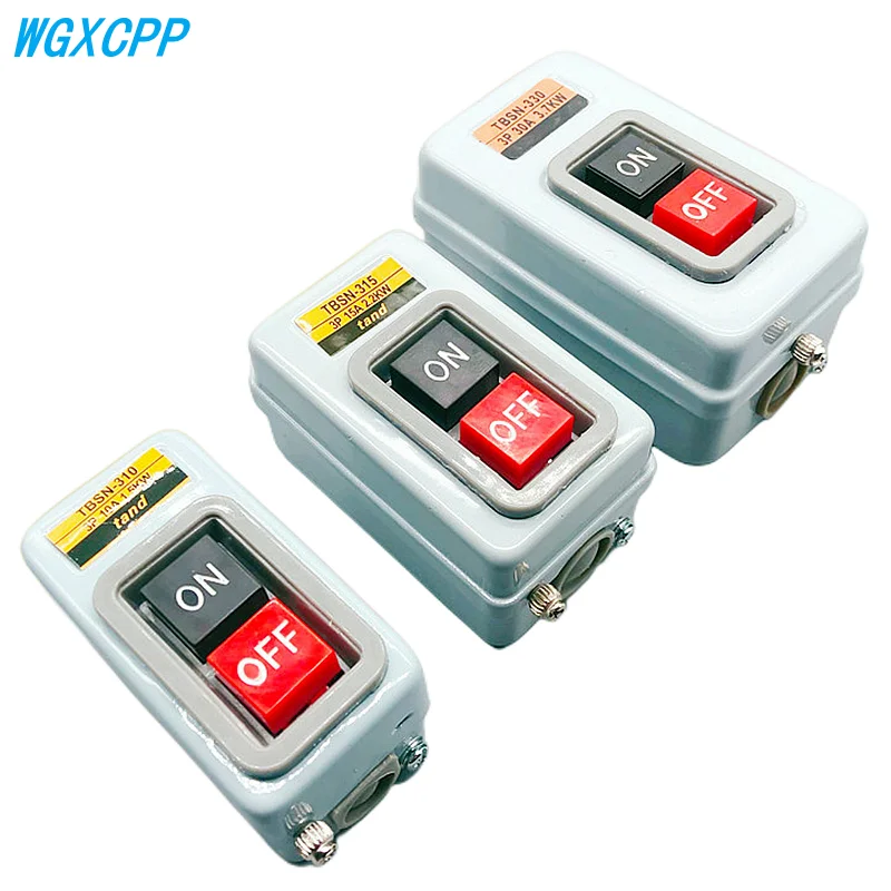 

1PCS,Metal Button Switch Control Box Power Three Phases,Electrical Equipment,3P,10/15/30A 380V AC,1.5/2.2/3.7KW,TBSN-310/315/330